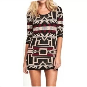 Ralph Lauren DENIM & SUPPLY Native Blanket Print Form Fitting Sweater Dress Sz S